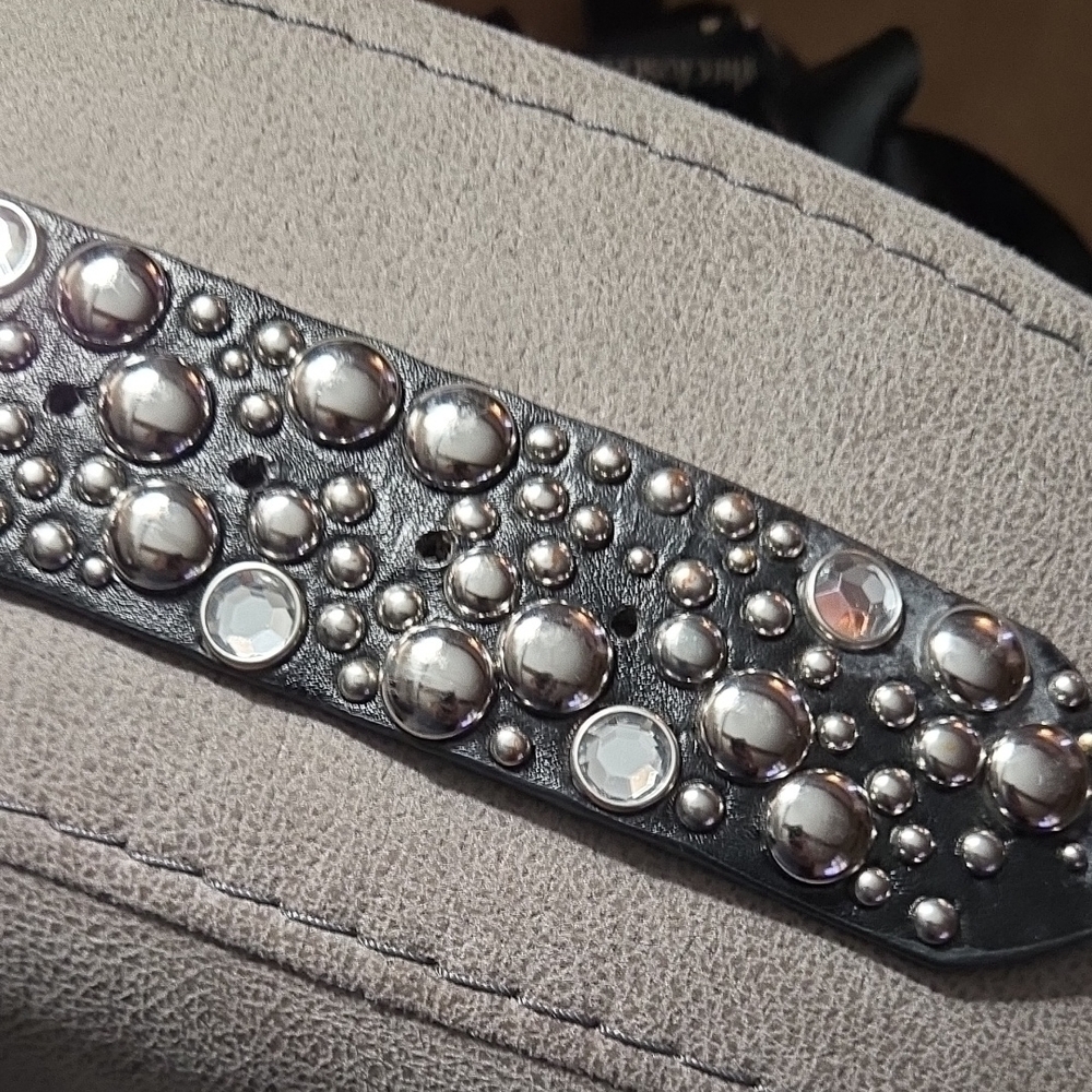 White House Black Market Studded Black Belt - Picture 2 of 4